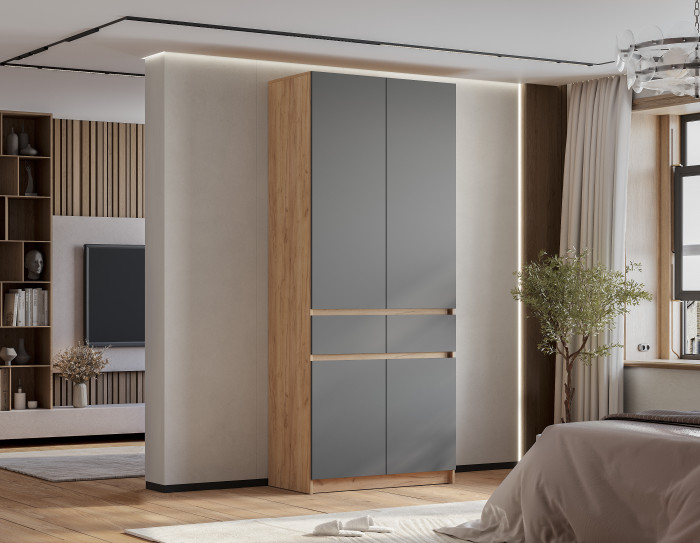 Шкаф 2-х створчатый "Багира" ШК-03 Крафт/Графит