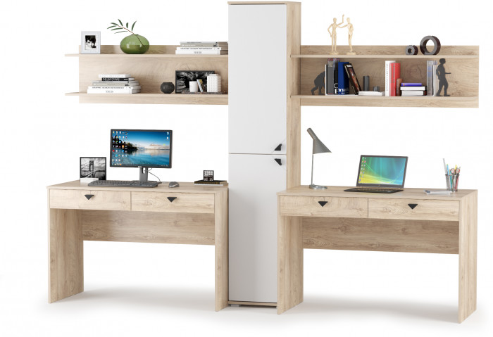 КР100 Бостон № 05, цвет дуб эндгрейн элегантный/фасады МДФ милк рикамо софт, 12.69+09.132+13.154+12.69+09.132, ШхГхВ 269х57,2х194,4 см., ун. сб.