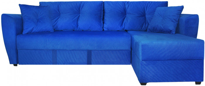 Диван-еврокнижка угловой Амстердам Люкс, 150х200, велюр синий