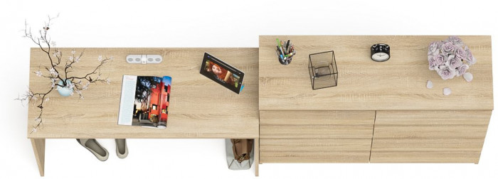 Мори письменный стол МСП1200.1 + Комод МК1200.8, дуб сонома