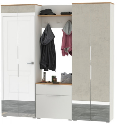 Октава Прихожая 25, белый шагрень/дуб крафт золотой/фасады МДФ белый шагрень