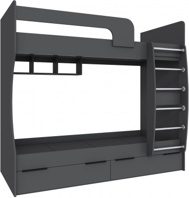 Кровать Мадрид (0,8) двухярусная, Графит серый