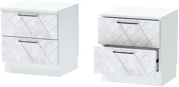 Тумба-6 прикроватная напольная "Иннэс-7", Белый/Бетон снежный