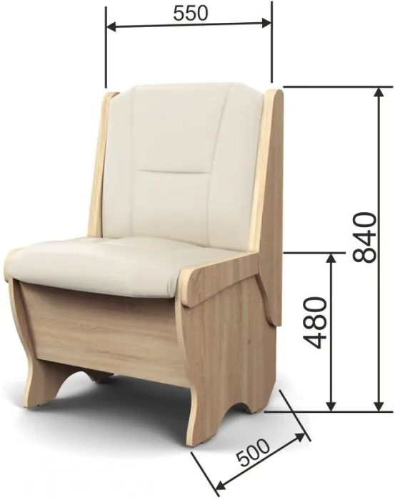 Скамья Лотос 550 дуб сонома/крем