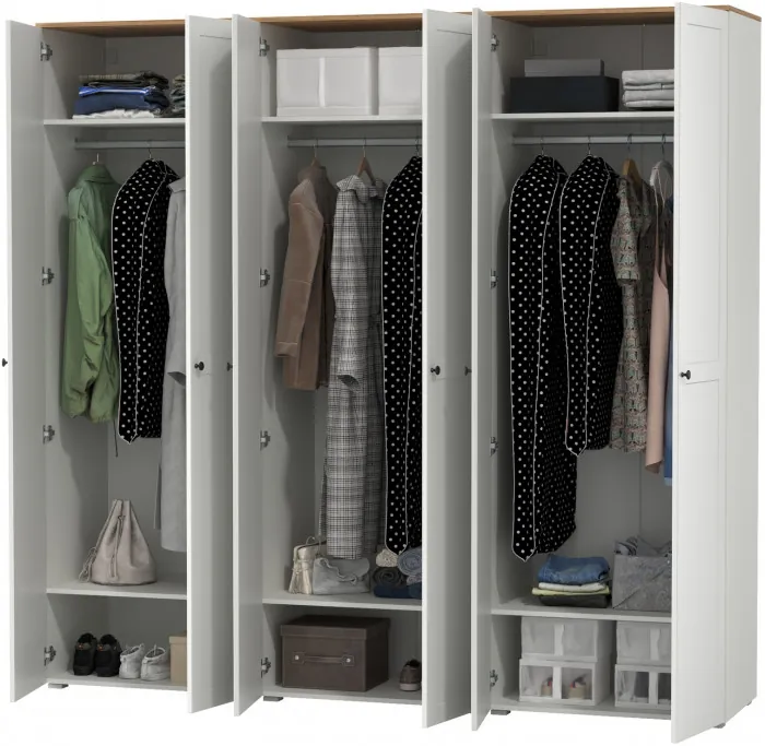 Остин 13.224 Шкаф 3 шт., цвет белый шагрень/дуб крафт золотой, ШхГхВ 240х54,3х229,6 см.