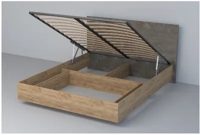 Кровать 1,4 арт.031 (ЛДСП) ПМ. (Дуб Крафт Золотой/Камень Темный)