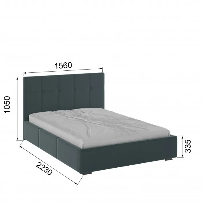 Рио Кровать интерьерная 140 серый квадрат, ПМ