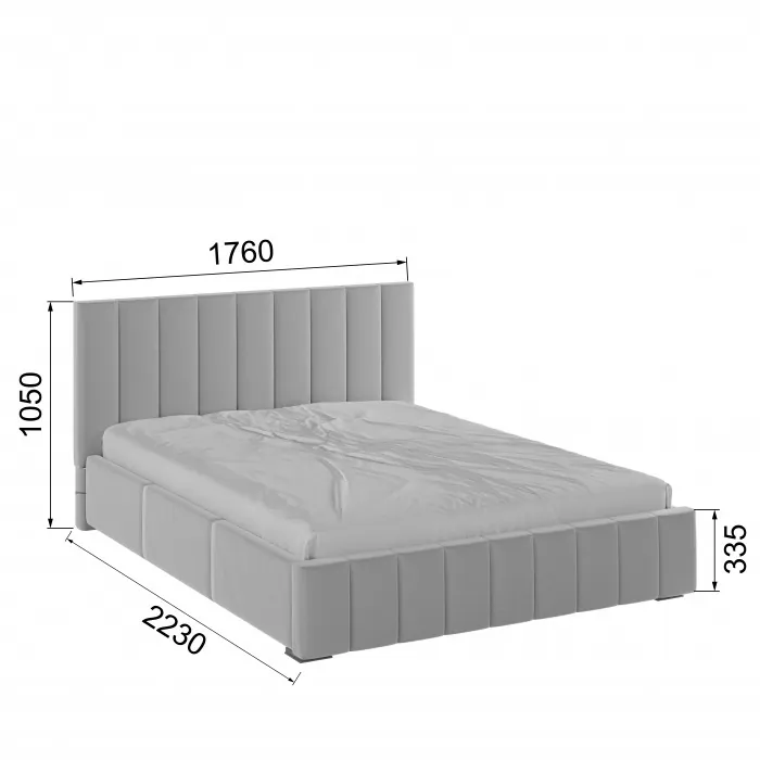 Нега Кровать интерьерная 160 светло-серый, ортопед