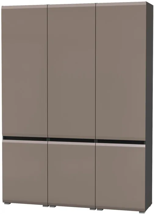 Сидней 13.200 Шкаф 3 штуки, цвет корпус: антрацит/фасады: МДФ веллюто капучино, ШхГхВ 150х41,3х205,2 см., универсальная сборка