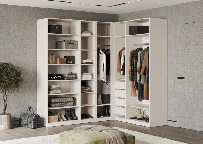 Гардеробная Ларго Вариант №3, Кашемир (с фасадами)