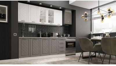 Кухня МДФ Агава 2000, Акация белая/Трюфель