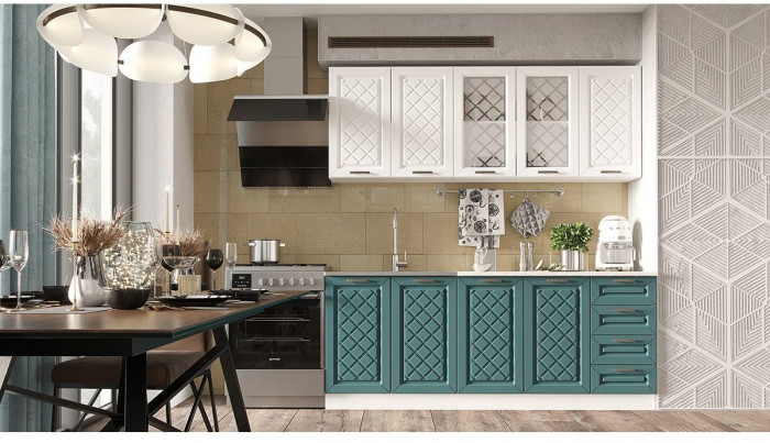 Кухня МДФ Агава 2000, Акация белая/Трюфель