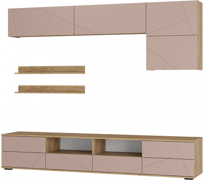 Гостиная "Камелия" ГС-01 Крафт/шарли пинк (МФ13)