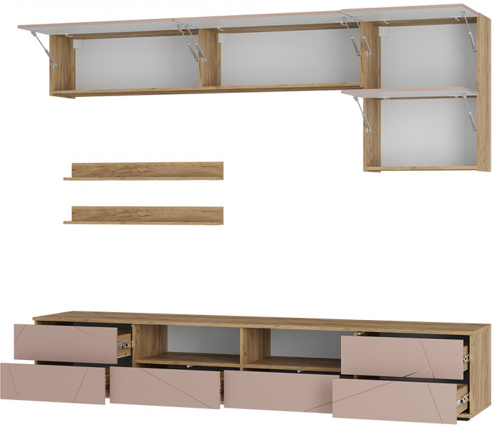 Гостиная "Камелия" ГС-01 Крафт/шарли пинк (МФ13)