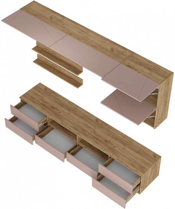 Гостиная "Камелия" ГС-01 Крафт/шарли пинк (МФ13)