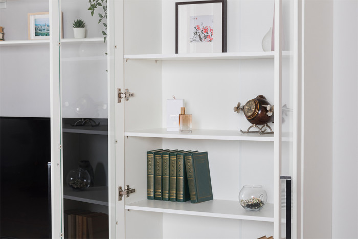 Валенсия Гостиная № 084, цвет ЛДСП белый шагрень/МДФ белый шагрень, ШхГхВ 350,3х38,3х225,2 см., универсальная сборка