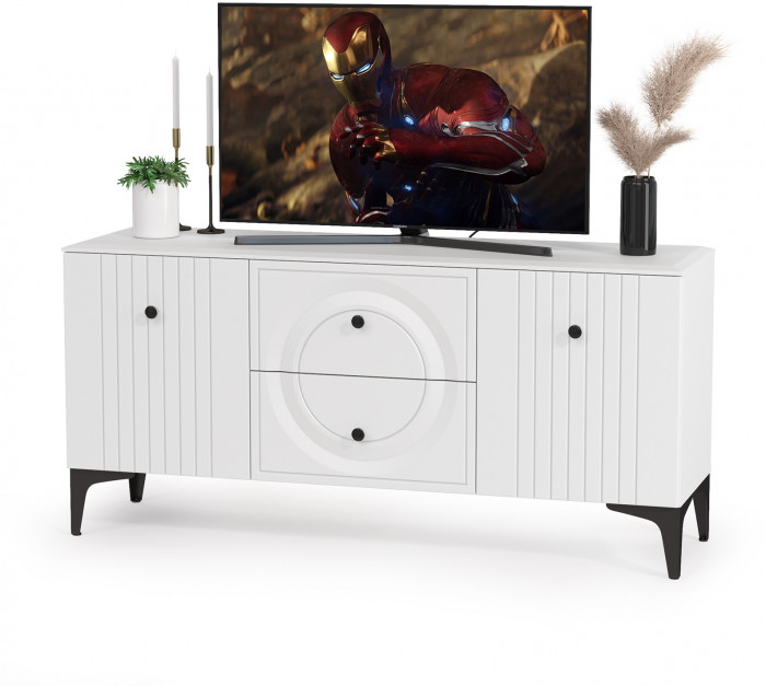 Валенсия Гостиная № 084, цвет ЛДСП белый шагрень/МДФ белый шагрень, ШхГхВ 350,3х38,3х225,2 см., универсальная сборка