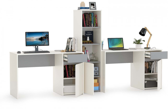 Торонто Компоновка № 15, цвет белый шагрень/стальной серый, ШхГхВ 280х53,1х149,7 см., универсальная сборка