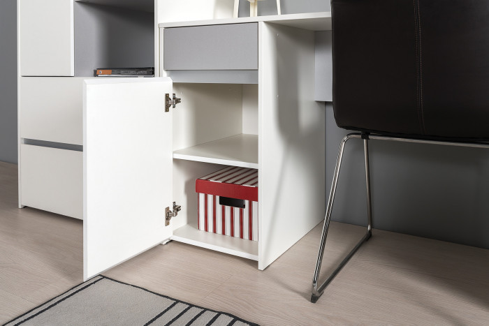 Торонто Компоновка № 15, цвет белый шагрень/стальной серый, ШхГхВ 280х53,1х149,7 см., универсальная сборка