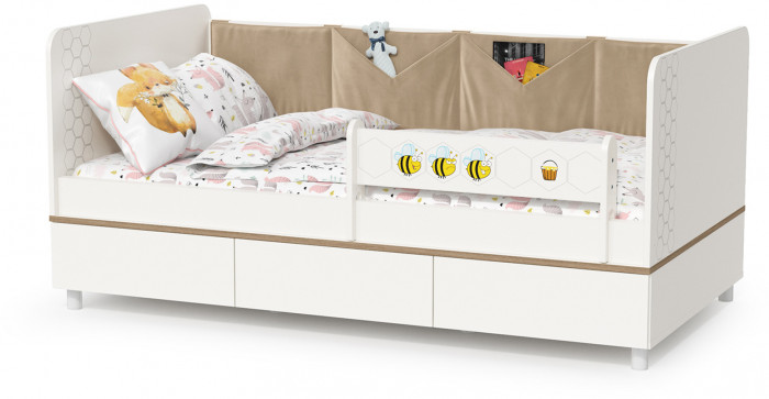 Эйп Детская № 2, цвет белый/дуб белый, сп. м. 800х1600 мм., б/м, основание есть, максимальная нагрузка 80 кг., рекомендуемая высота матраса 120 мм.