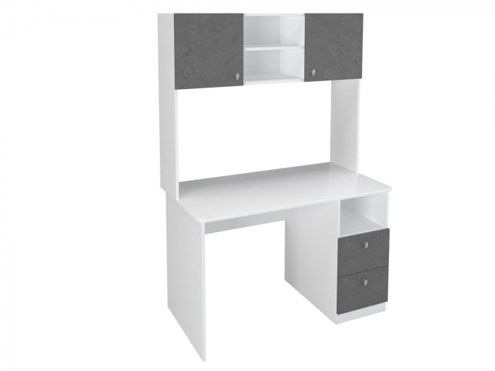 Стол письменный с надстройкой Белый/Железный Камень