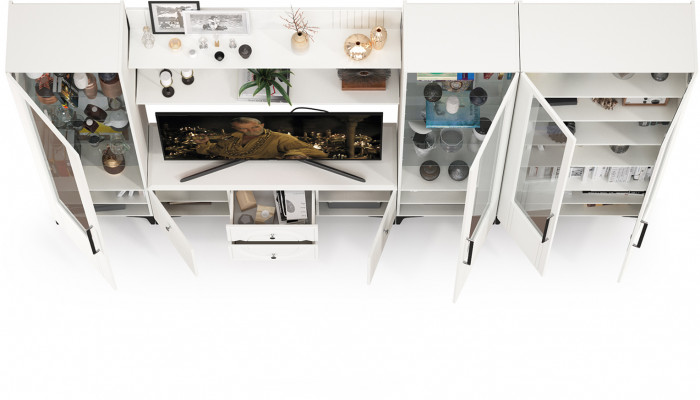 Валенсия Гостиная № 071, ЛДСП белый шагрень/МДФ белый шагрень