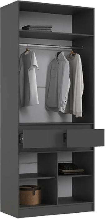 Роджина Шкаф двухстворчатый (Белый глянец, Дуб Крафт Золотой)