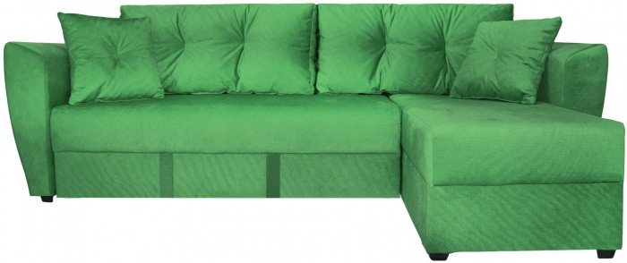 Диван-еврокнижка угловой Амстердам Люкс, 150х200, велюр зеленый