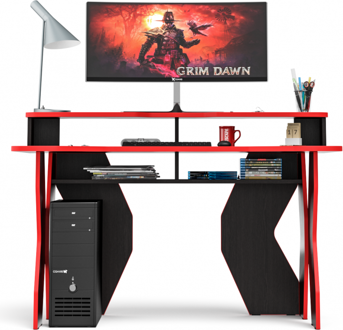 Надстройка для стола компьютерного С-МД-СК5-1400, венге/кромка красная