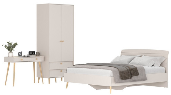 Афина Спальня 07-1600, цвет кашемир серый, сп.м. 1600х2000 мм., б/м, основание есть - фанера