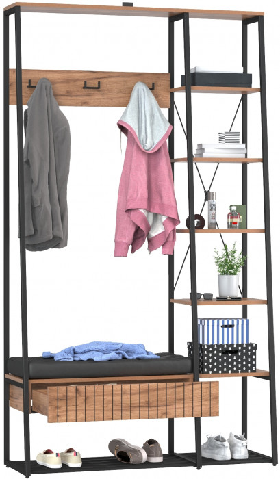 Гранд 15.124N Прихожая, дуб крафт табачный/искуственная кожа чёрная