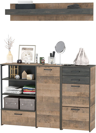 Трувор Прихожая 172, цвет дуб гранж песочный/интра, ШхГхВ 159х37х195 см., универсальная сборка