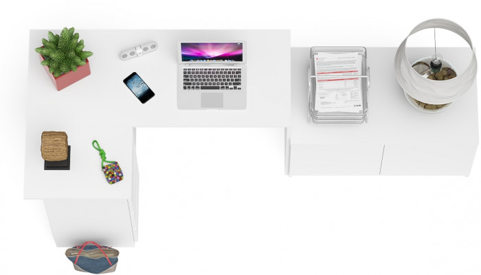 Мори Стол компьютерный МС-16 левый + Тумба МА900.1, цвет белый, ШхГхВ 214,8х84,9х76,6 см., выдвижные ящики слева, НЕ универсальная сборка