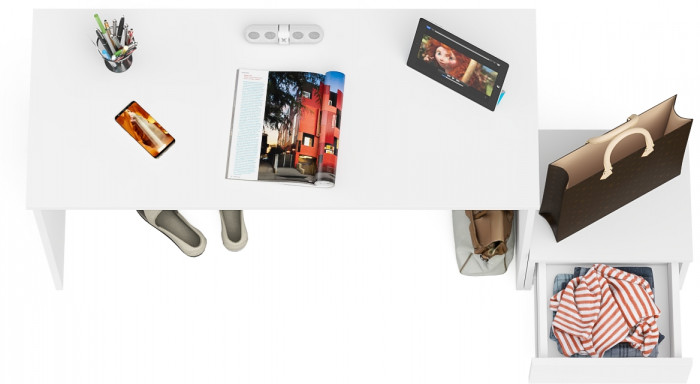 Мори Стол письменный МСП1200.1 + Тумба ТМП400.1, цвет белый, ШхГхВ 160,8х50х76,6 см., универсальная сборка