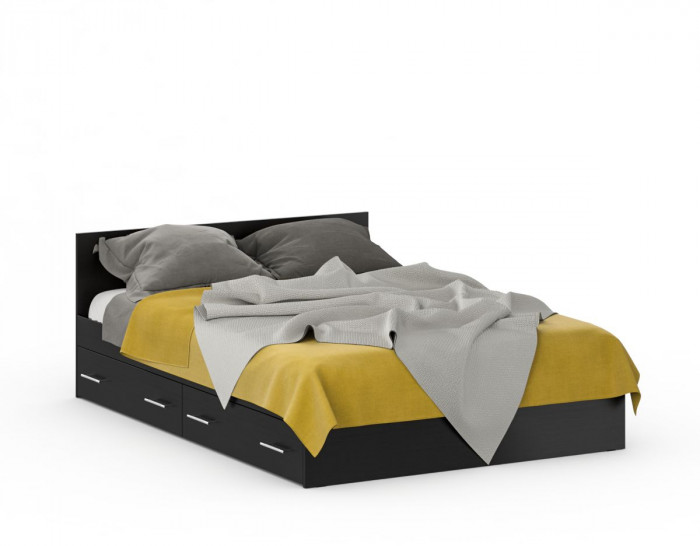 Спальня Стандарт 4-1400Я, венге/фасады ТВ тумбы МДФ чёрный глянец