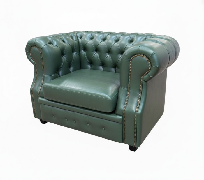 Кресло Честер ЛОФТ, экокожа, зеленый