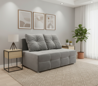 Диван-аккордеон Марс мини, сп.м. 120х200, велюр серый