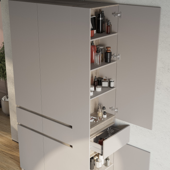 Шкаф стеллаж "Багира" ШК-16 Дуб смоки/Кашемир