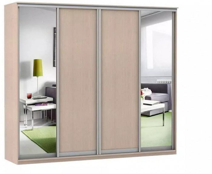 Шкаф купе Модерн 2362х600 4-х дверный 4-х секционный зеркало ясень