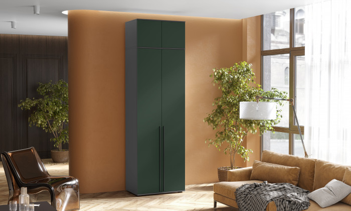 Норд Шкаф 2-х створчатый 800 с антресолью, Графит/Изумруд