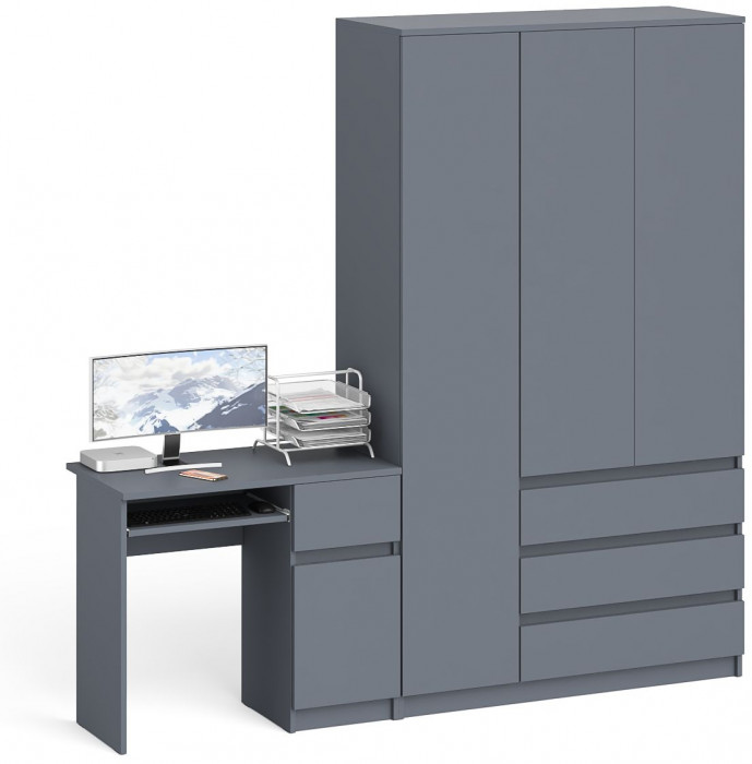Мори Стол компьютерный МС-1 правый + Шкаф МШ1200.1, цвет графит, ШхГхВ 210,4х50,4х209,6 см., выдвижной ящик справа, НЕ универсальная сборка