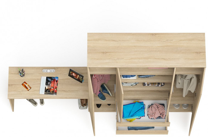 Мори письменный стол МСП1200.1 + Шкаф МШ1600.1, дуб сонома