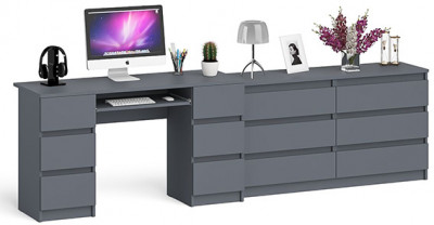 Мори Стол компьютерный МС-2 + Комод МК1380.6, цвет графит, ШхГхВ 273,4х50х76,6 см., универсальная сборка