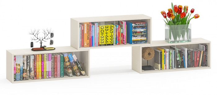 Три полки книжных С-МД-КН01, дуб