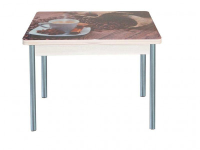 Симпл фотопечать стол обеденный раскладной / чашка кофе/дуб молочный/металлик