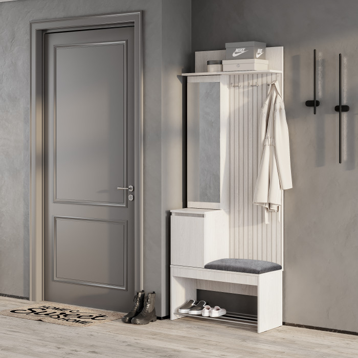 Прихожая "Лама" ПР-07 Ясень белый/Хром