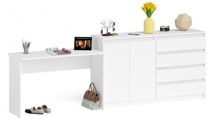 Мори письменный стол МСП1200.1 + Комод МК1600.1, белый