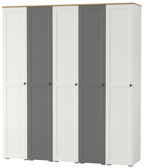 Остин 13.225 Шкаф-пенал 5 шт., цвет белый шагрень/серый графит/дуб крафт золотой, ШхГхВ 200х54,3х229,6 см., универсальная сборка