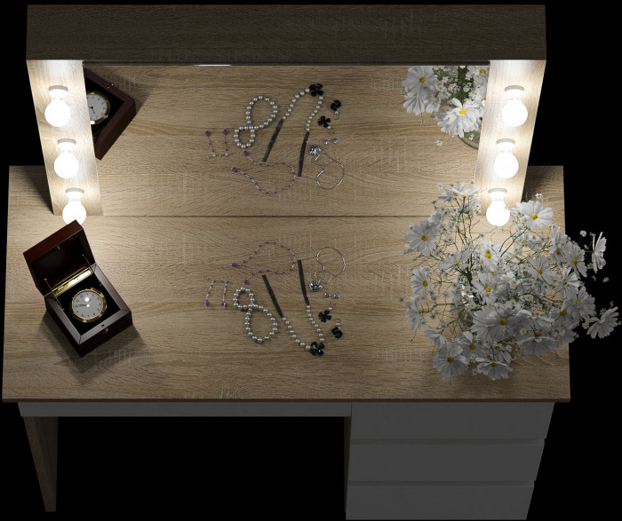 Стол косметический с подсветкой Сура, дуб сонома/белый