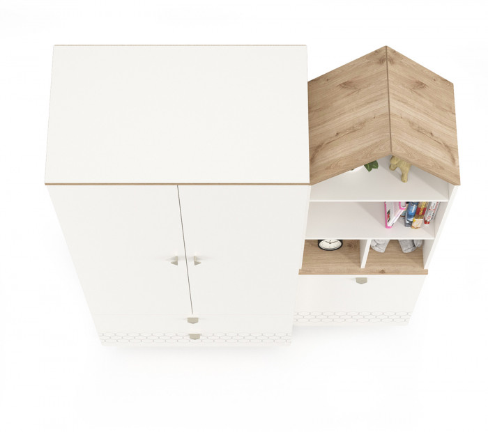 Эйп 13.334 Шкаф для одежды + 13.14 Стеллаж, белый/дуб белый